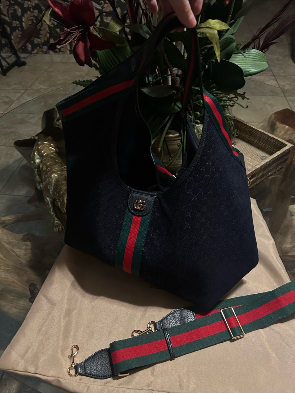 Gucci Giglio large tote bag in navy blue